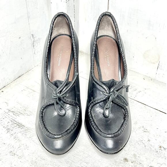 Bottega Veneta Scarpa Pelle S. Cuoio Leather Slip On Ankle Boots Black Womens 39 - Picture 1 of 5